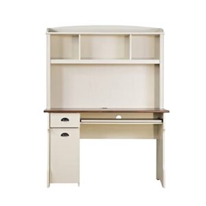 Saint Birch Modern Wood Writing Desk with Hutch in Maple/Antique White