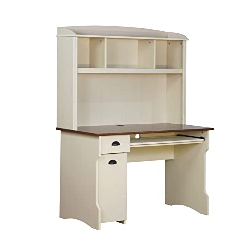 Saint Birch Modern Wood Writing Desk with Hutch in Maple/Antique White