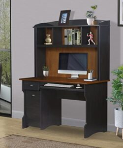 saint birch modern wood writing desk with hutch in maple/antique black