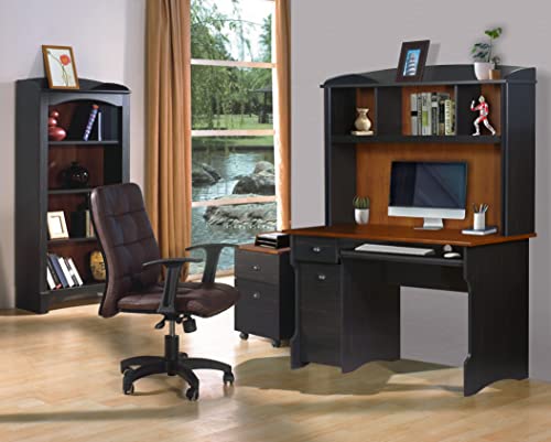 Saint Birch Modern Wood Writing Desk with Hutch in Maple/Antique Black