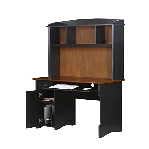 Saint Birch Modern Wood Writing Desk with Hutch in Maple/Antique Black