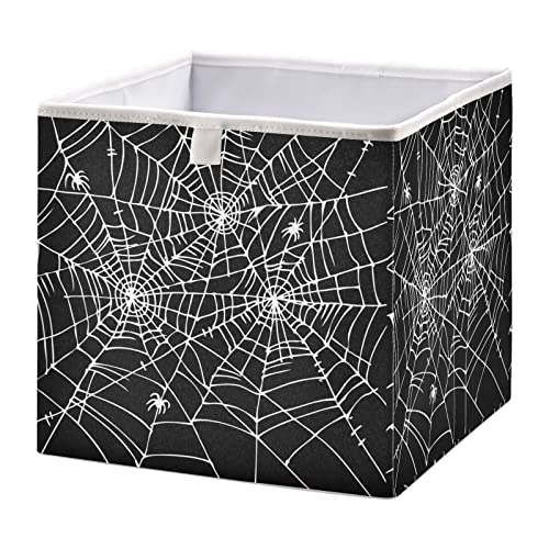 DOMIKING Halloween Web Storage Bins for Closet Shelves Bedroom Foldable Fabric Storage Basket with Sturdy Handle Closet Baskets Cubes 11 Inch