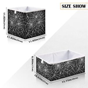 DOMIKING Halloween Web Storage Bins for Closet Shelves Bedroom Foldable Fabric Storage Basket with Sturdy Handle Closet Baskets Cubes 11 Inch