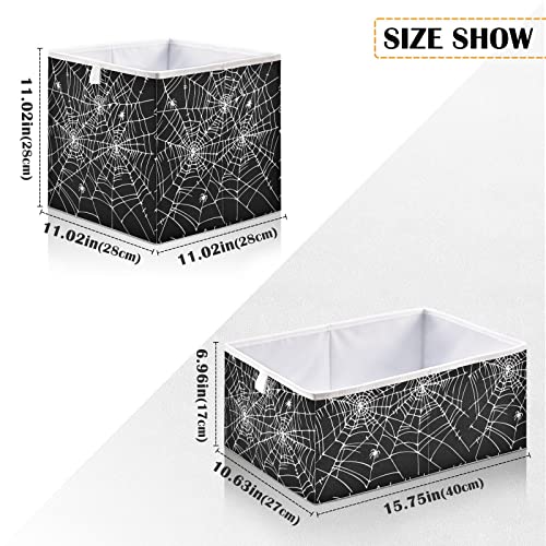 DOMIKING Halloween Web Storage Bins for Closet Shelves Bedroom Foldable Fabric Storage Basket with Sturdy Handle Closet Baskets Cubes 11 Inch