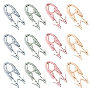 12 pieces folding travel hangers, folding travel hangers, folding hangers lightweight travel accessories folding drying racks for family outdoor travel (4 colors) (hanger + clip)