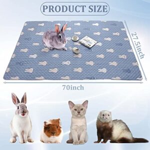 kathson Rabbit Cage Liners Washable Super Absorbent Sleep Pad Bed for Guinea Pig Small Animals Reusable Fleece Bedding Anti-Slip Mats for Bunny Hedgehog Kitten Chinchilla (27.5 x 70inch)