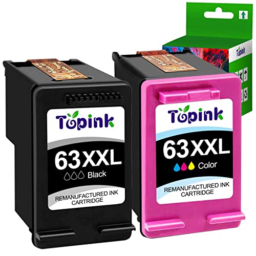 Ink Cartridges for HP 63 XL XXL 63 Ink Cartridges for HP Printers for OfficeJet 3830 5255 5258 Envy 4520 4512 4513 4516 DeskJet 1112 1110 3630 3632 (1 Black, 1 Color)