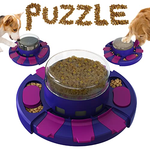 KADTC Dog Puzzle Toy Dogs Brain Stimulation Mentally Stimulating Toys Beginner Puppy Treat Food Feeder Dispenser Advanced Level 2 in 1 Interactive Games for Small/Medium/Large Aggressive Chewer Gift A