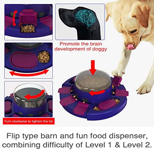 KADTC Dog Puzzle Toy Dogs Brain Stimulation Mentally Stimulating Toys Beginner Puppy Treat Food Feeder Dispenser Advanced Level 2 in 1 Interactive Games for Small/Medium/Large Aggressive Chewer Gift A