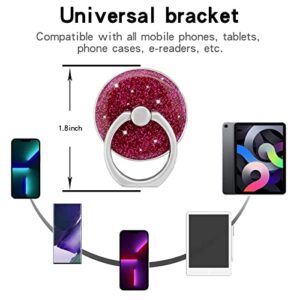 Cavdycidy Cell Phone Ring Holder, Sparkle Ring Holder 360°Rotation Finger Ring Stand,Glitter Cell Phone Kickstand Grip Compatible with Most of Phones, Tablet and Case(1Silver+1Blue+1RoseRed)