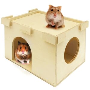 hamiledyi guinea pig hideout hut with windows hamster wooden house large space chinchilla wooden hut for hamsters syrian mouse gerbil hedgehogs squirrels habitat decor