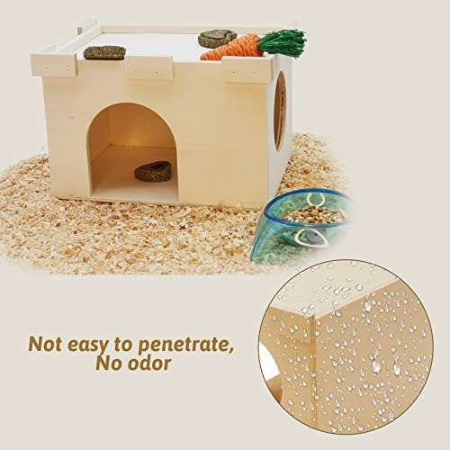 Hamiledyi Guinea Pig Hideout Hut with Windows Hamster Wooden House Large Space Chinchilla Wooden Hut for Hamsters Syrian Mouse Gerbil Hedgehogs Squirrels Habitat Decor