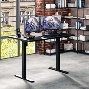 Electric Standing Desk 48 x 30 Inches, Height Adjustable Gaming Desk, Stand Up Desk w/2-Button Controller, Ergonomic Computer Desk for Home, Black Frame + Black Tabletop