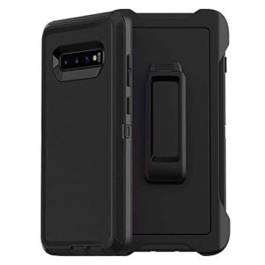 defender case compatible with samsung galaxy s10 plus (s10+) case - black