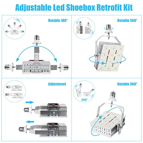 240W LED Parking Lot Retrofit Kit 34800LM ETL DLC Replace 1000W MH HPS HID Shoebox LED Retrofit Lights AC100-277V 5000K E39 Base for Outdoor Tennis Court Canopy Flood Street Area Lighting Fixture