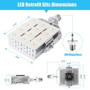 240W LED Parking Lot Retrofit Kit 34800LM ETL DLC Replace 1000W MH HPS HID Shoebox LED Retrofit Lights AC100-277V 5000K E39 Base for Outdoor Tennis Court Canopy Flood Street Area Lighting Fixture