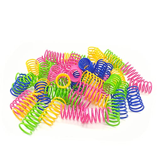 TEEMEE Cat Spring Toys 30 Packs Colorful & Durable Plastic Spring Coils Attract Cats to Swat, Bite, Hunt, Interactive Spring Toys for Cats and Kittens