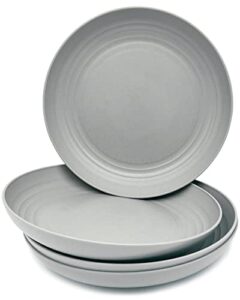 kitwild wheat straw plates, unbreakable dinner plates, lightweight plastic plates reusable plates set, bpa free, dishwasher & microwave safe, perfect for dinner dishes (4 pack, gray)