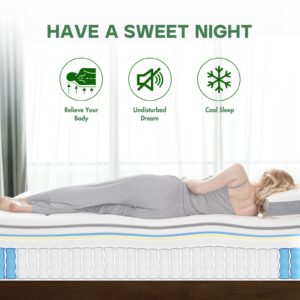 DIGLANT King Size Mattress, 12 Inch Hybrid Gel Memory Foam Mattress with Pocket Spring, Breathable Medium Firm Mattress in a Box, Cool Sleep and Balance Support CertiPUR-US Certified