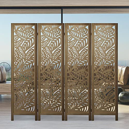 4 Panel Room Dividers Wood Room Dividers Folding Privacy Screen Separation Wall Dividers Separator for Bedroom, Office