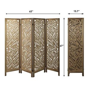 4 Panel Room Dividers Wood Room Dividers Folding Privacy Screen Separation Wall Dividers Separator for Bedroom, Office