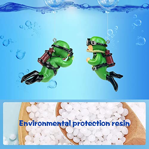 Cosyall Floating Aquarium Decoration 2PCS Fish Tank Accessories Cute Floating Device Fish Tank Ornament Green Fat Man Diver Small Cartoon Figurine Suitable for All Kinds of Fish Tank