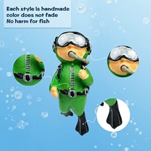 Cosyall Floating Aquarium Decoration 2PCS Fish Tank Accessories Cute Floating Device Fish Tank Ornament Green Fat Man Diver Small Cartoon Figurine Suitable for All Kinds of Fish Tank