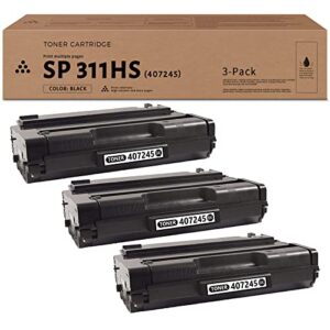 drawn compatible sp 311hs | 407245 toner cartridge replacement for ricoh sp 311dnw 311sfnw 325dnw 325sfnw printer ink(3 pack, black)