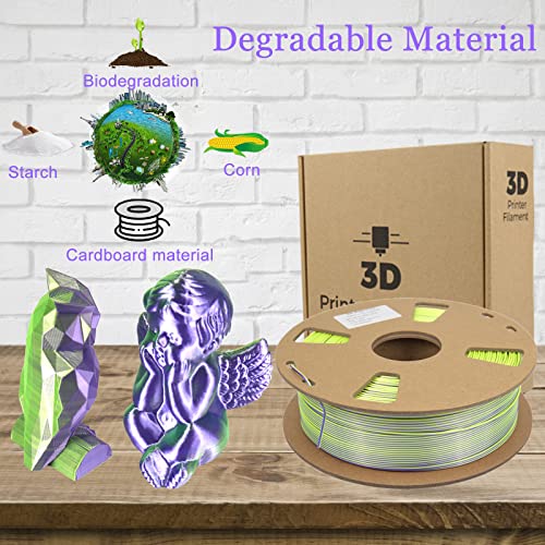 DD Silk PLA Filament Multicolor, 3D Printer Filament Two-Color PLA Filament 1.75mm +/- 0.03mm Bicolor Change 3D Printing Filament Spool/3.52lbs Silk Dichromatic 3D PLA Consumables Fit Most FDM Printer