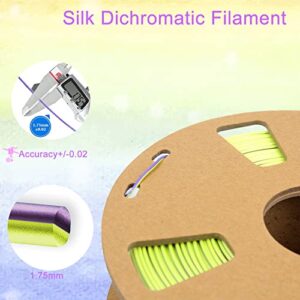 DD Silk PLA Filament Multicolor, 3D Printer Filament Two-Color PLA Filament 1.75mm +/- 0.03mm Bicolor Change 3D Printing Filament Spool/3.52lbs Silk Dichromatic 3D PLA Consumables Fit Most FDM Printer