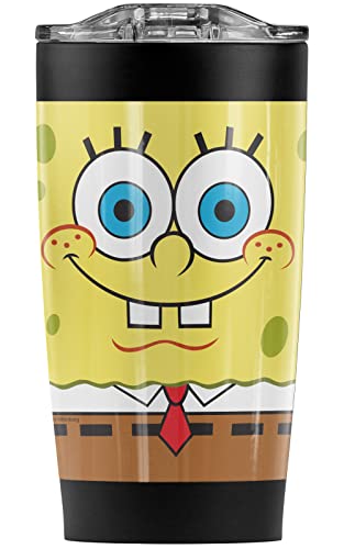 Logovision Spongebob Dual Face Stainless Steel 20 oz Travel Tumbler, Vacuum Insulated & Double Wall with Leakproof Sliding Lid