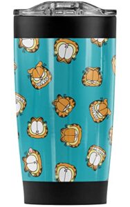 logovision garfield faces pattern stainless steel 20 oz travel tumbler, vacuum insulated & double wall with leakproof sliding lid