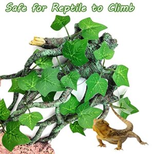 Hamiledyi Reptile Climbing Branch with Suction,Resin Snake Climb Tree Bearded Dragon Tank Background Tree Frog Terrarium Accessories for Tarantula Chameleon Lizard Hermit Crab