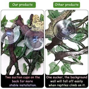 Hamiledyi Reptile Climbing Branch with Suction,Resin Snake Climb Tree Bearded Dragon Tank Background Tree Frog Terrarium Accessories for Tarantula Chameleon Lizard Hermit Crab