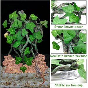 Hamiledyi Reptile Climbing Branch with Suction,Resin Snake Climb Tree Bearded Dragon Tank Background Tree Frog Terrarium Accessories for Tarantula Chameleon Lizard Hermit Crab