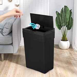 blkmty trash can 13 gallon trash cans 50 liter kitchen trash can with lid plastic garbage can automatic garbage bin touchless trash bin for office bathroom rubbish can auto waste bin, black