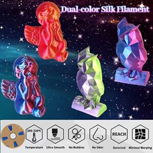 DD Silk PLA Filament Multicolor, 3D Printer Filament Two-Color PLA Filament 1.75mm Bicolor Change 3D Printing Filament 250g*4 Set/3.52lbs Silk Dichromatic 3D PLA Consumables Fit Most FDM Printer