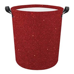 bling red glitter waterproof laundry baskets collapsible laundry hamper with handles large round toy bin for dirty clothes,kids toys,bedroom,bathroom