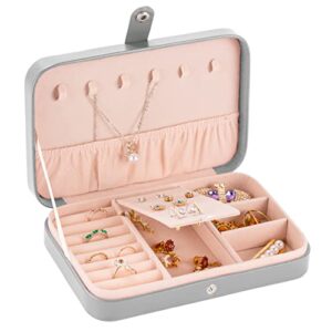 smileshe jewelry box for women girls, pu leather small travel organizer case, portable display storage holder boxes for rings earrings necklaces bracelets