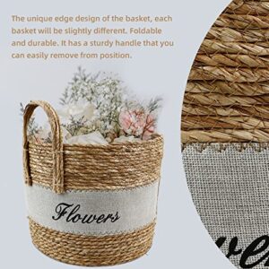 Babion 3 Pack Hand Woven Storage Baskets, Round Woven Baskets for Organizing, Decorative Basket with Handles, Plant Basket, Toy Storage Basket, Storage Baskets Laundry, Picnic, 3 Sizes