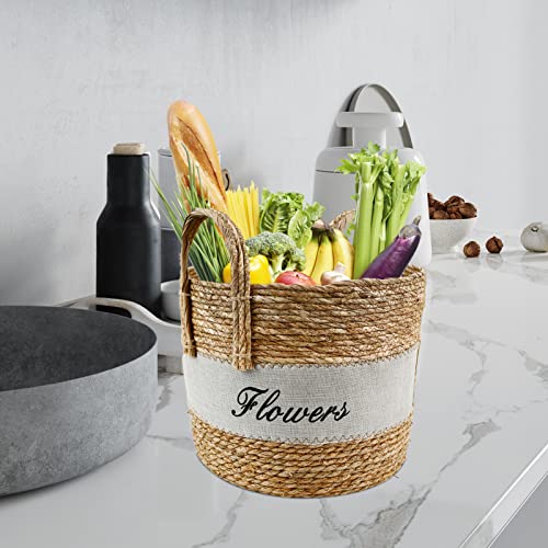 Babion 3 Pack Hand Woven Storage Baskets, Round Woven Baskets for Organizing, Decorative Basket with Handles, Plant Basket, Toy Storage Basket, Storage Baskets Laundry, Picnic, 3 Sizes