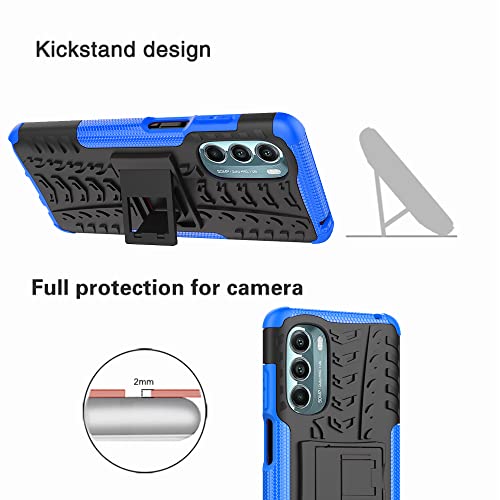 Yiakeng for Moto G Stylus 5G 2022 Case, Motorola G Stylus 5G 2022 Case with HD Screen Protector, Shockproof Silicone Protective with Kickstand Hard Phone Cover for Moto G Stylus 5G 2022 (Blue)