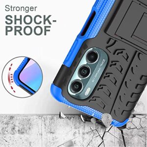 Yiakeng for Moto G Stylus 5G 2022 Case, Motorola G Stylus 5G 2022 Case with HD Screen Protector, Shockproof Silicone Protective with Kickstand Hard Phone Cover for Moto G Stylus 5G 2022 (Blue)