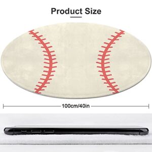 YEAHSPACE Baseball Rug Round 40 inch Area Rug Bedroom Playroom Decorate (40 inch, Sports Baseball Beige)