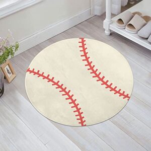 YEAHSPACE Baseball Rug Round 40 inch Area Rug Bedroom Playroom Decorate (40 inch, Sports Baseball Beige)