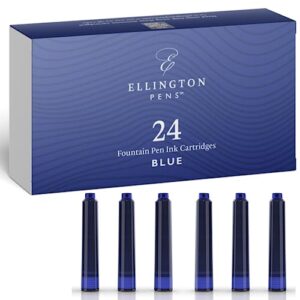 ellington pens fountain pen ink refills - 24 pack international standard size cartridges - premium quality & non-toxic - long-lasting ink