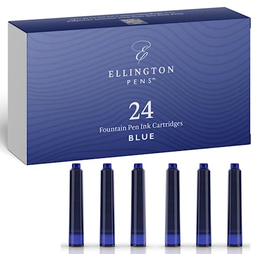 ELLINGTON PENS Fountain Pen Ink Refills - 24 Pack International Standard Size Cartridges - Premium Quality & Non-Toxic - Long-Lasting Ink