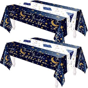 juexica twinkle twinkle little star decoration tablecover for baby shower boy gender reveal party supplies(2 pack), gold, blue, white