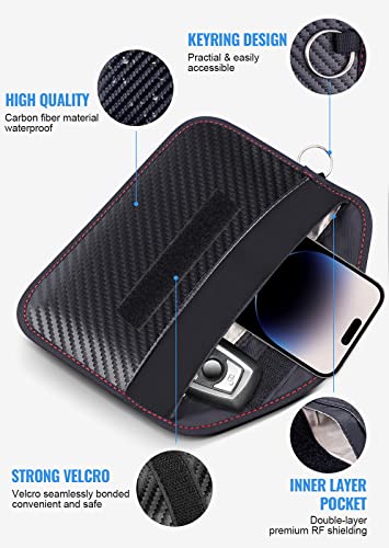 LANPARD Faraday Bag for Phones and Car Keys, 2 Pack RFID Signal Blocking Bag, Carbon Fiber Material Shielding Case for Cell Phone Privacy Protection & Key Fob, Anti-Tracking Anti-Hacking Case Blocker