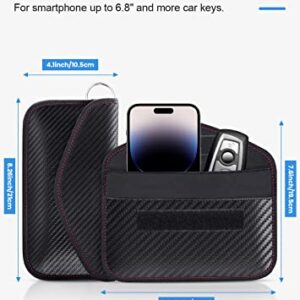 LANPARD Faraday Bag for Phones and Car Keys, 2 Pack RFID Signal Blocking Bag, Carbon Fiber Material Shielding Case for Cell Phone Privacy Protection & Key Fob, Anti-Tracking Anti-Hacking Case Blocker